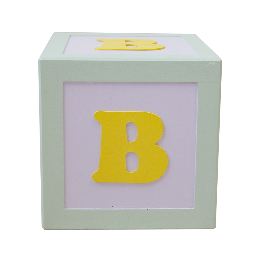 Building Block Letter 'B' Timber Pastel