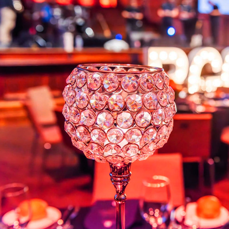 Tealight Candle Holder Crystal Beaded Orb Chrome Stand