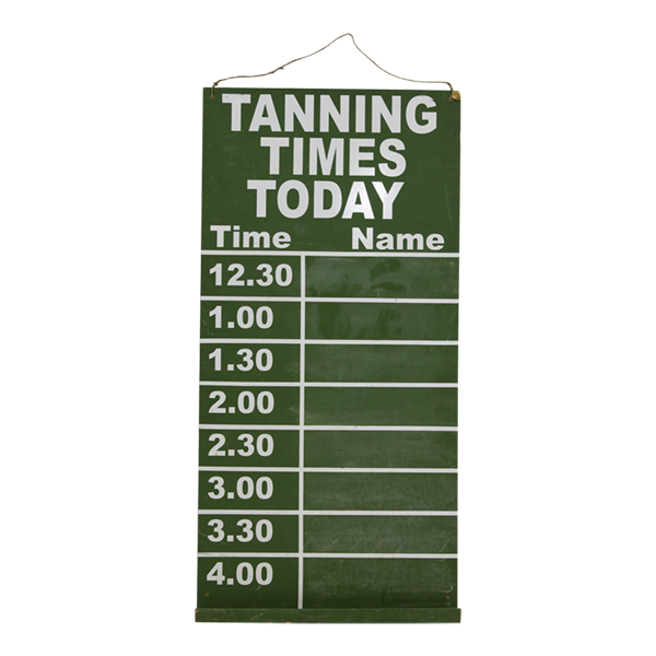 Sign Tanning Times Chalk Board Green