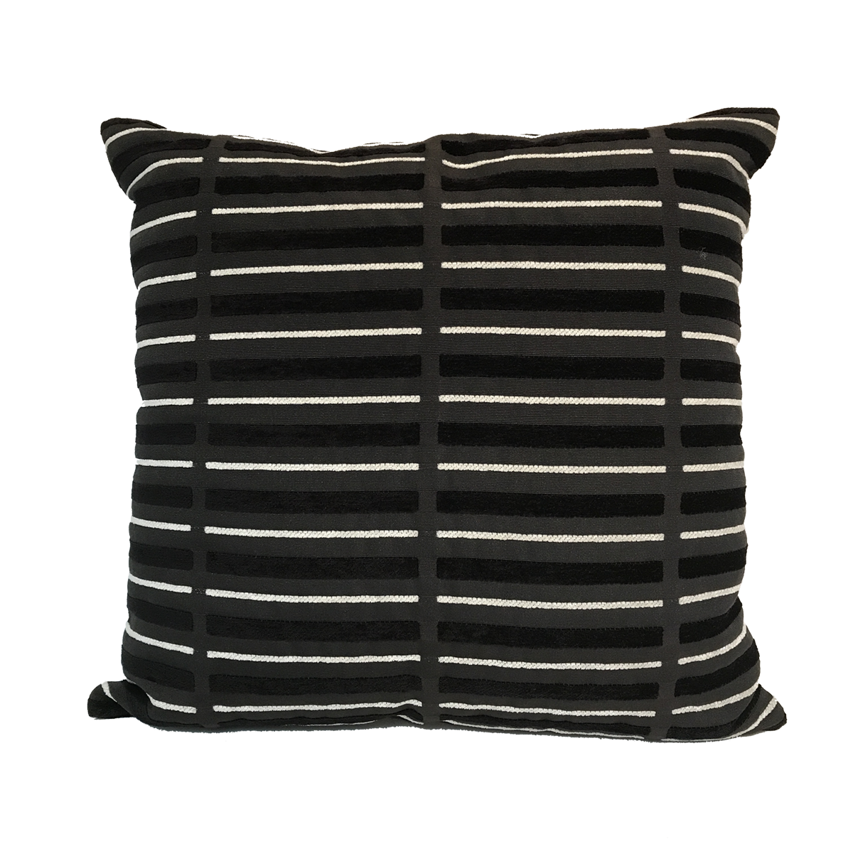 Cushion Grey White & Black Stripe