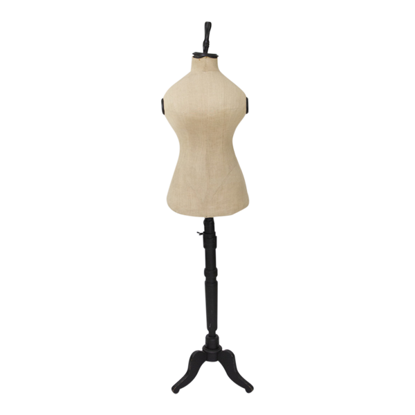 Mannequin Bust Calico Natural on Tripod Timber Black