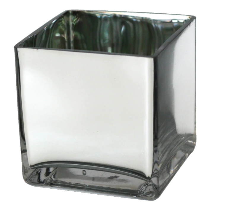 Glass Cube Vessel Mirror Finish