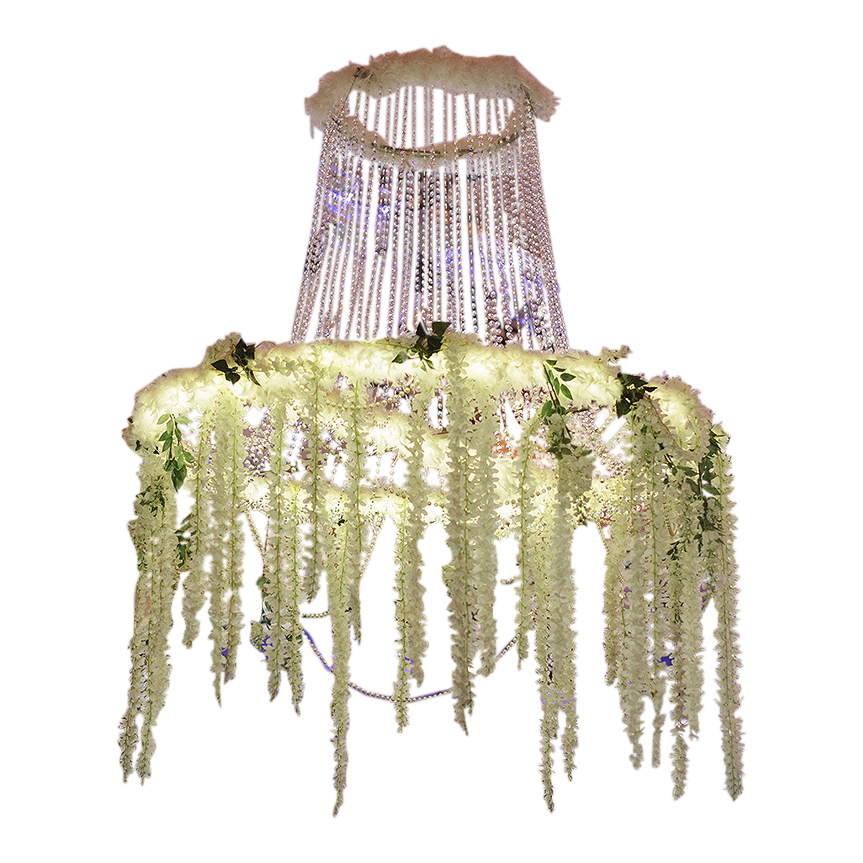 Chandelier Feathers, Crystals and Whistera with LED x 3mH