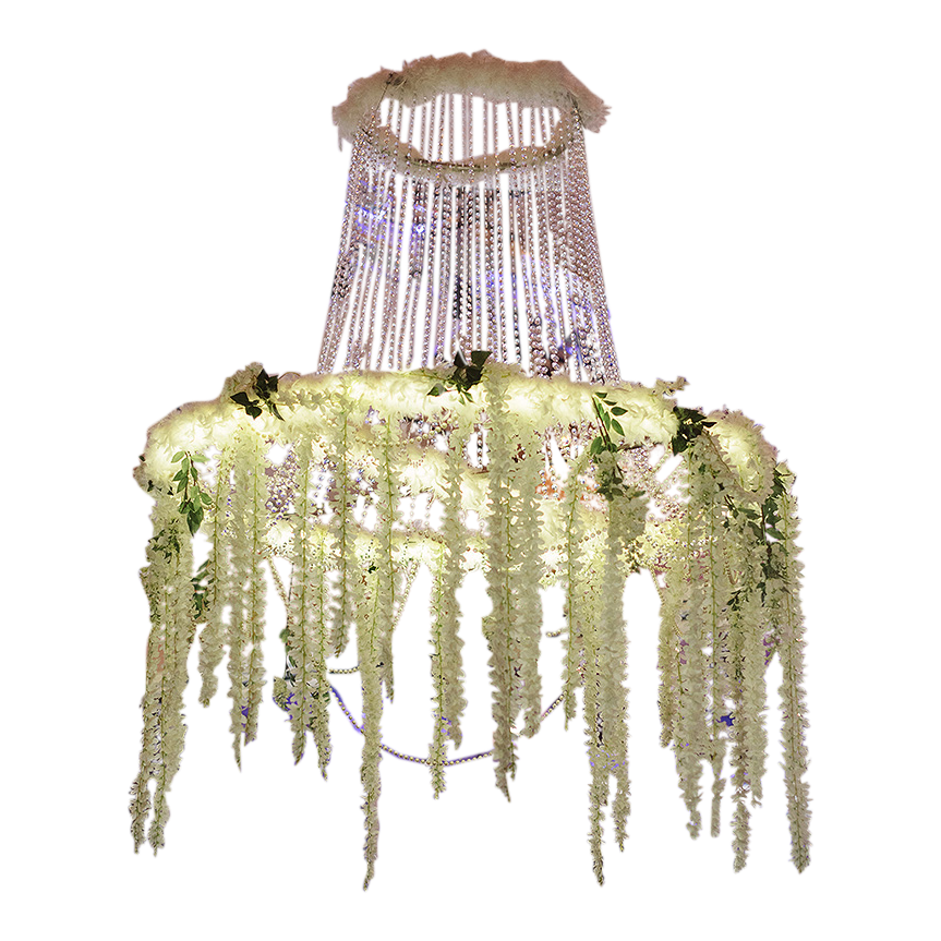 Chandelier with outlet feathers