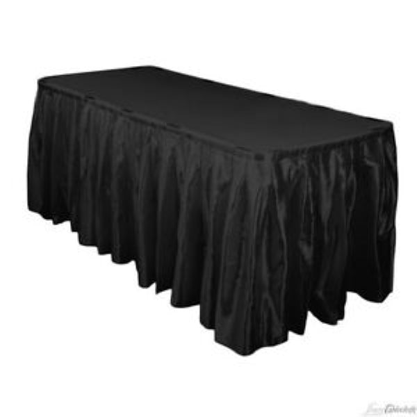 Linen Tablecloth Rectangle with Skirt Polyester Black