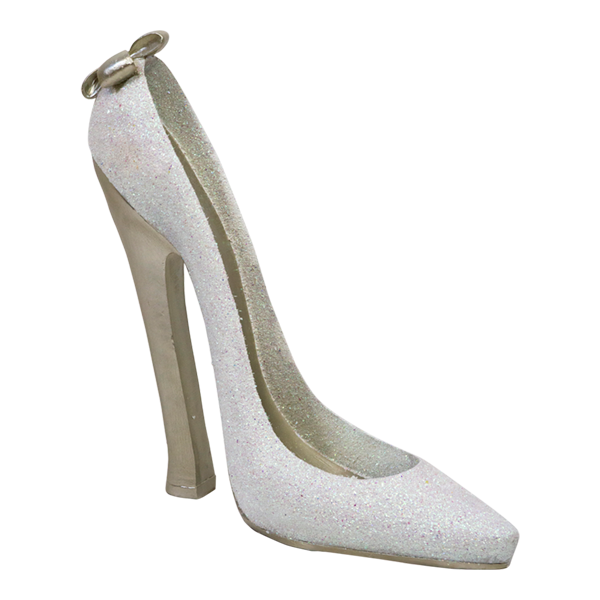 Shoe Stiletto Resin White Glitter