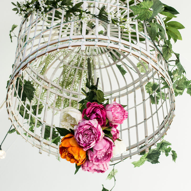 Chandelier Basket Bamboo White