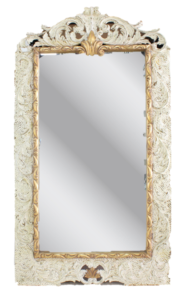 Mirror Framed Wood Ivory & Gold