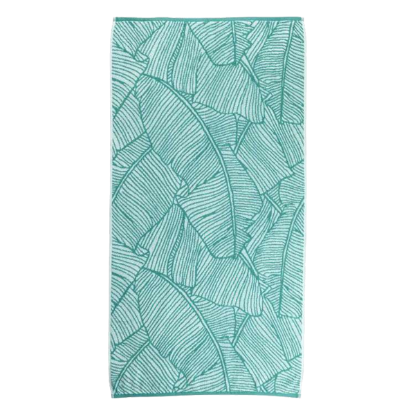 Linen Towel Palm Leaf Print Teal