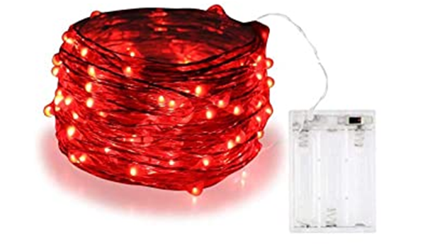 Light Battery Operated LED Red Clear Wire