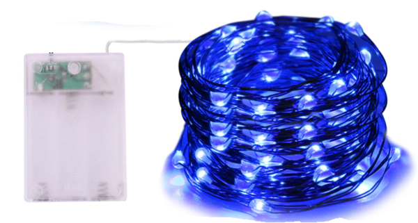 Light Battery Operated LED Blue Clear Wire
