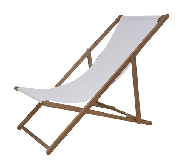 Chair Deck Timber & Fabric White