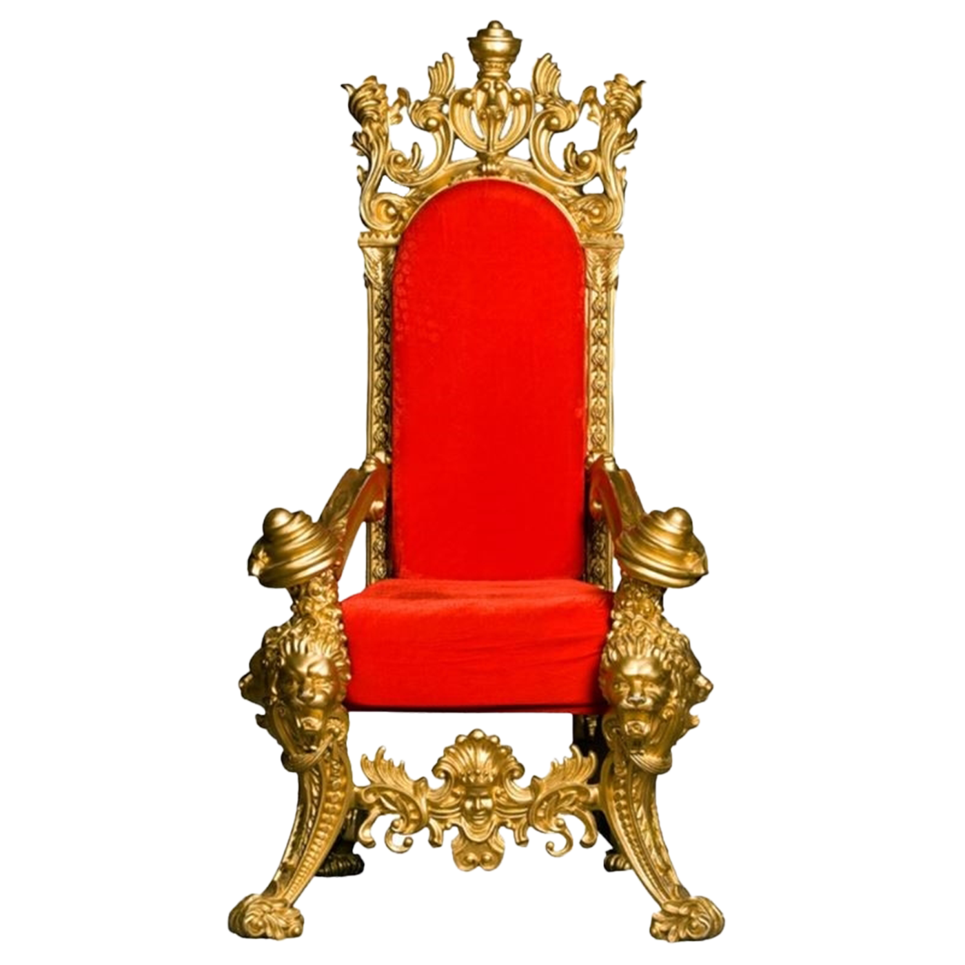 Throne Kate Ornate Novelty Size Fibreglass Gold & Red