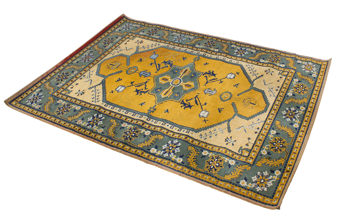 Rug Persian Mustard and Turquoise