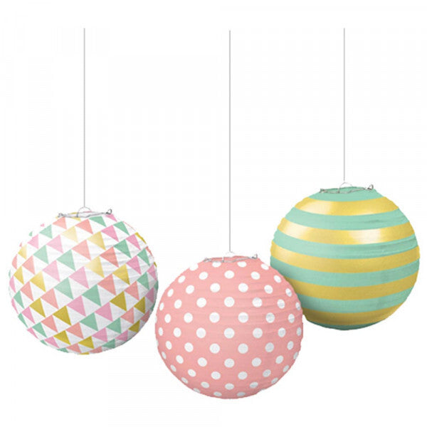 Lantern Paper Pastel Peach & White 25cmØ