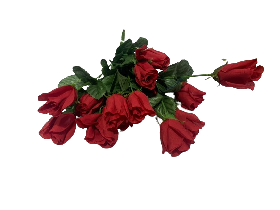 Floral Roses Bunches Silk Red